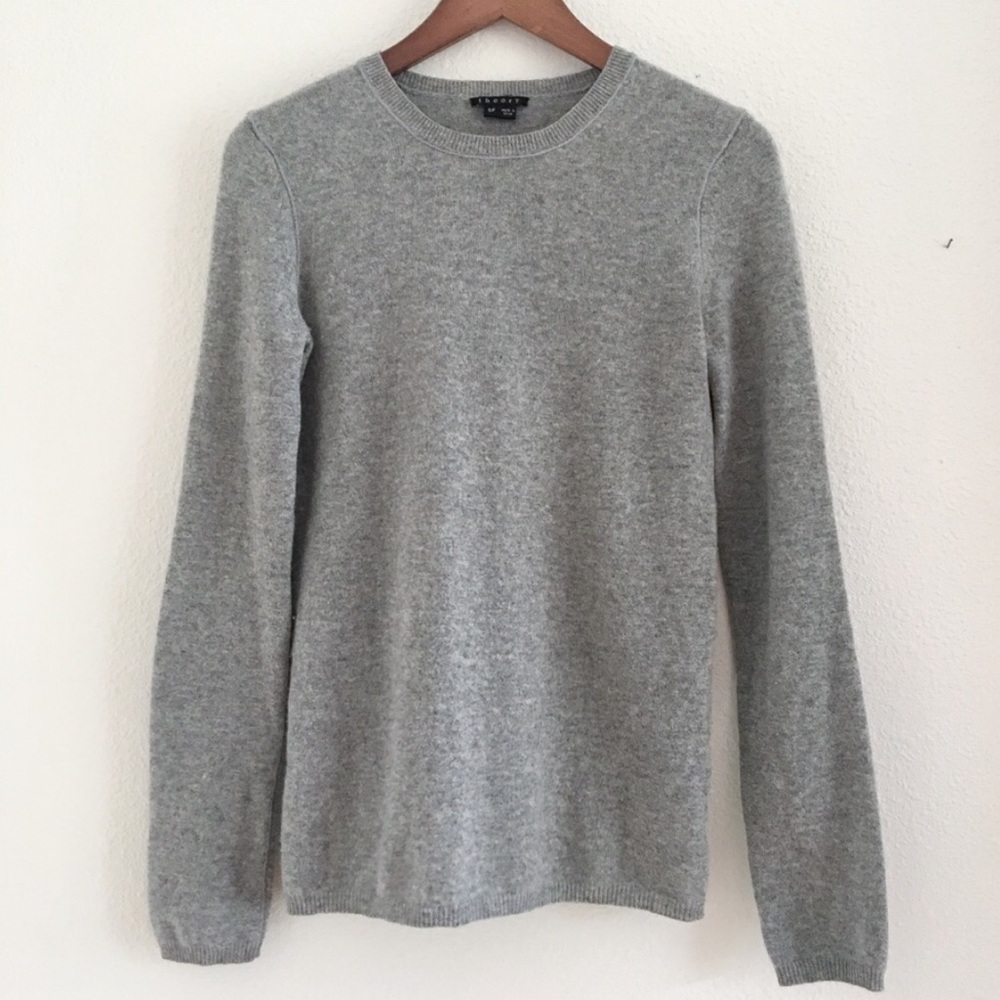 Theory Grey Cashmere Crewneck Sweater